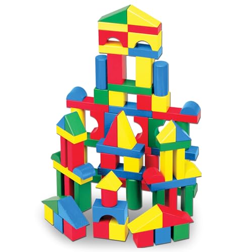 Melissa & Doug 100 Wooden Building Blocks Set − Stacking & Construction Toy for Boys & Girls | Educational Activity | Age 2+ - FSC Certified