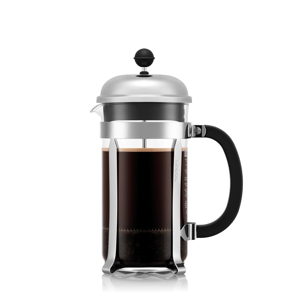 Bodum Chambord French Press - 1L / 8 Cup Silver Coffee Maker