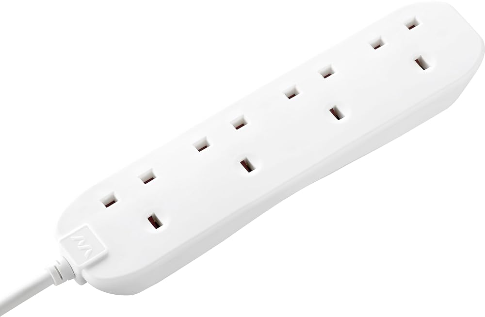 Masterplug BFG5N Four Socket Extension Lead, 5 Metre Cable, Unswitched, White, 13A