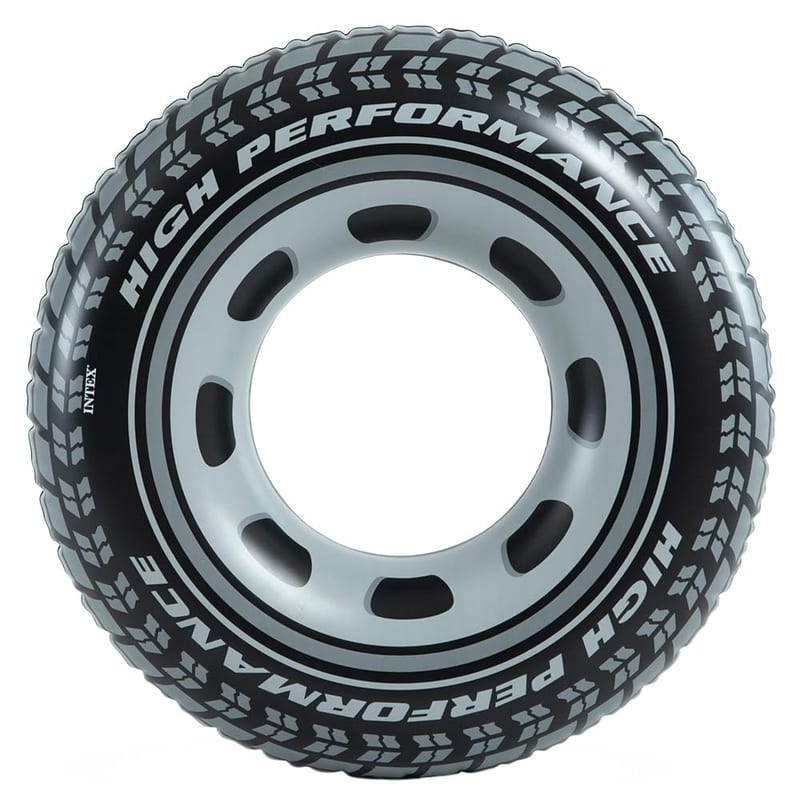 Intex Giant Tyre Swim Ring 91cm, Inflatable Pool Tube with Realistic Car Tyre Print, Max 60kg