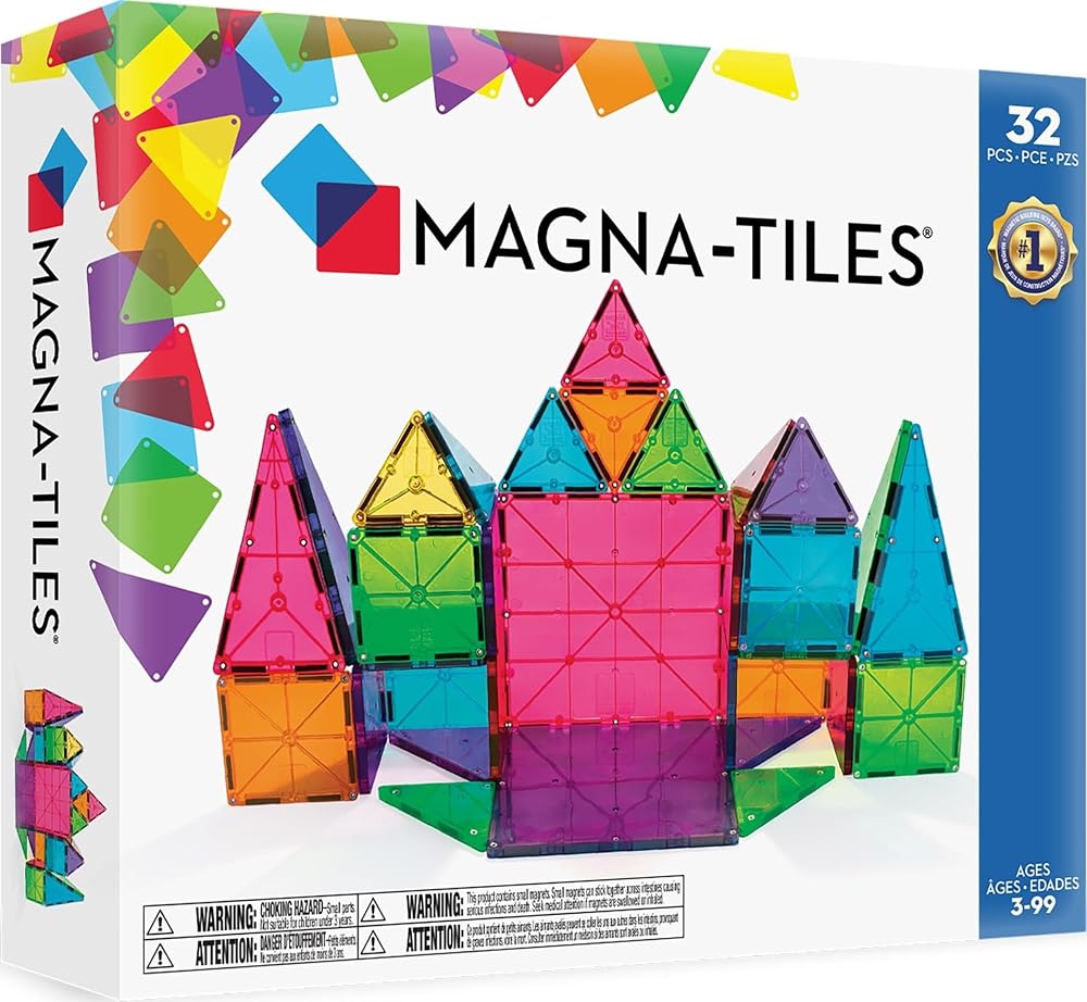 MAGNA-TILES Classic 32-Piece Set, The Original Magnetic Building Tiles