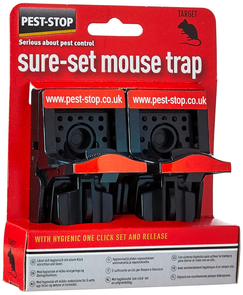 Pest-Stop PSSPT Sure-Set Plastic Mouse Trap, Black