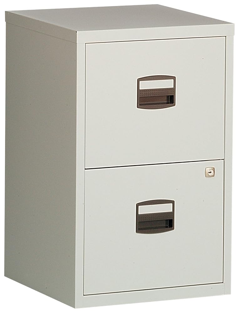 Bisley Steel 2 Drawer Filing Cabinet, Grey