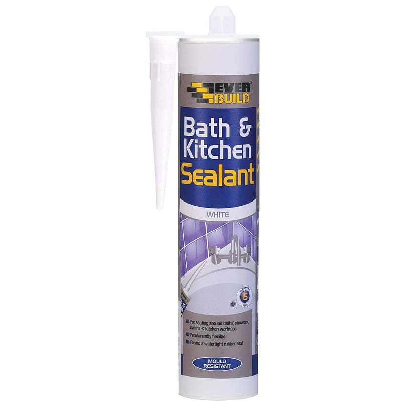 Everbuild Bath and Kitchen Acrylic Sealant - Anti Mould Formulation - White - 290ml Cartridge