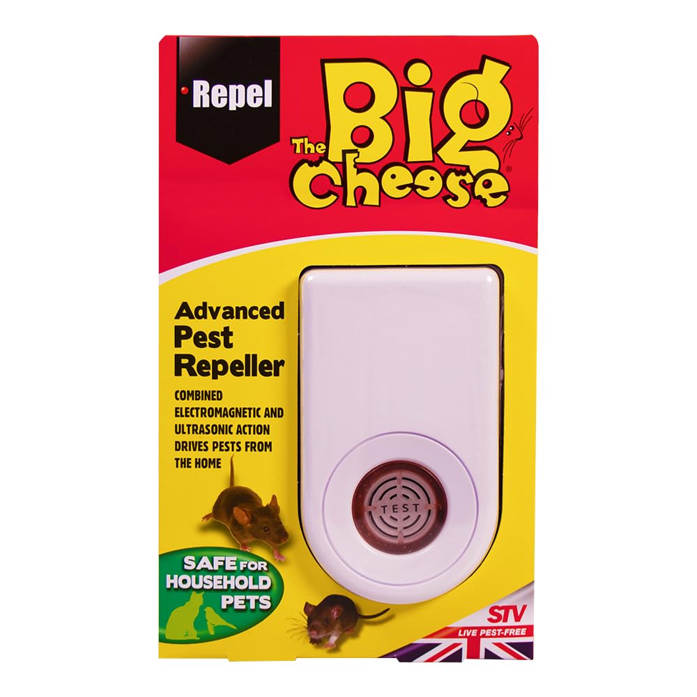 The Big Cheese Advanced Pest Repeller Plug-In, Humane, Ultrasonic and Electromagnetic Rodent Pest Deterrent for the Home, Safe for Use Around Cats and Dogs
