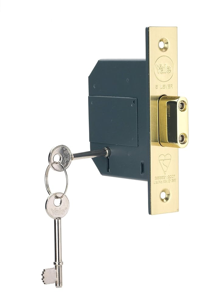 Yale PM562PB25 British Standard 5 Lever Mortice Deadlock, High Security, 2.5 Inch (64mm), Brass Finish