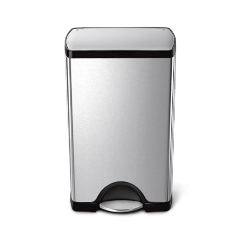 simplehuman CW1814 38L Rectangular Kitchen Pedal Bin, Silent Soft-Close Lid, Brushed Stainless Steel