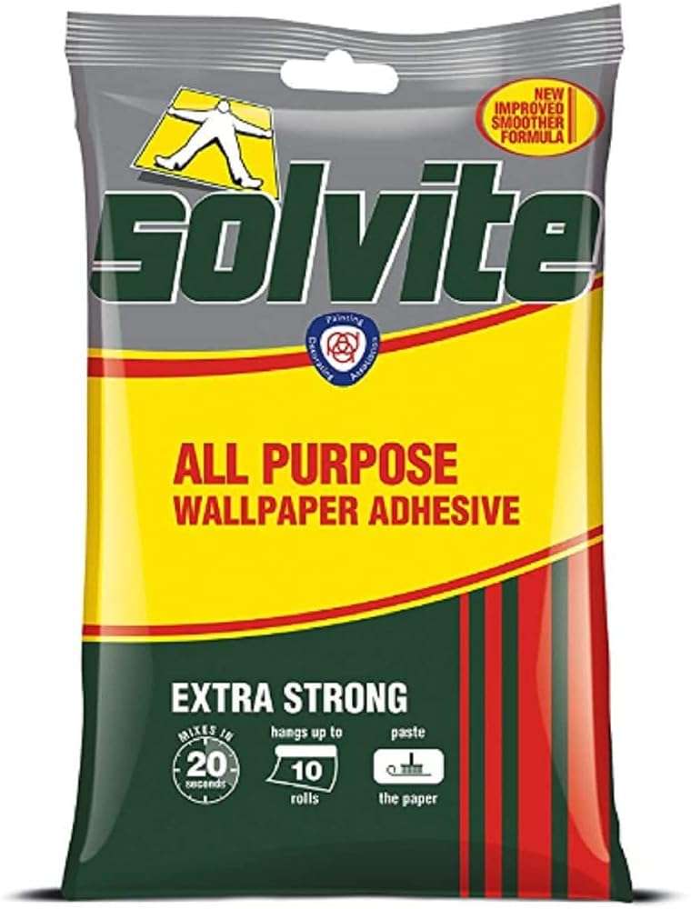 Solvite All-Purpose Wallpaper Adhesive, Hangs up to 10 Rolls, 1 x 185g Sachet
