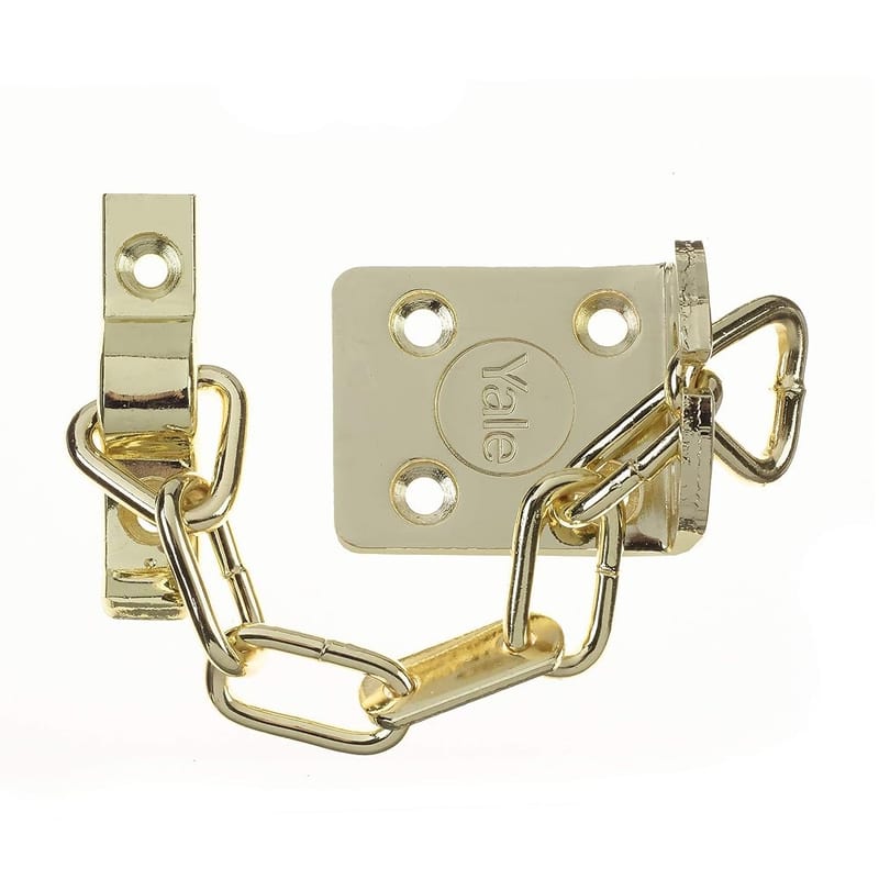 Yale V-WS6-EB TS003 Door Chain, 13.5cm Chain Length, Polished Brass Finish, High Security