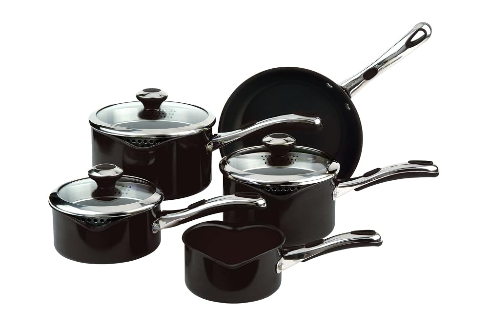 Meyer Select Advantage Aluminium/Enamel Cookware Set, 5-Piece, Black