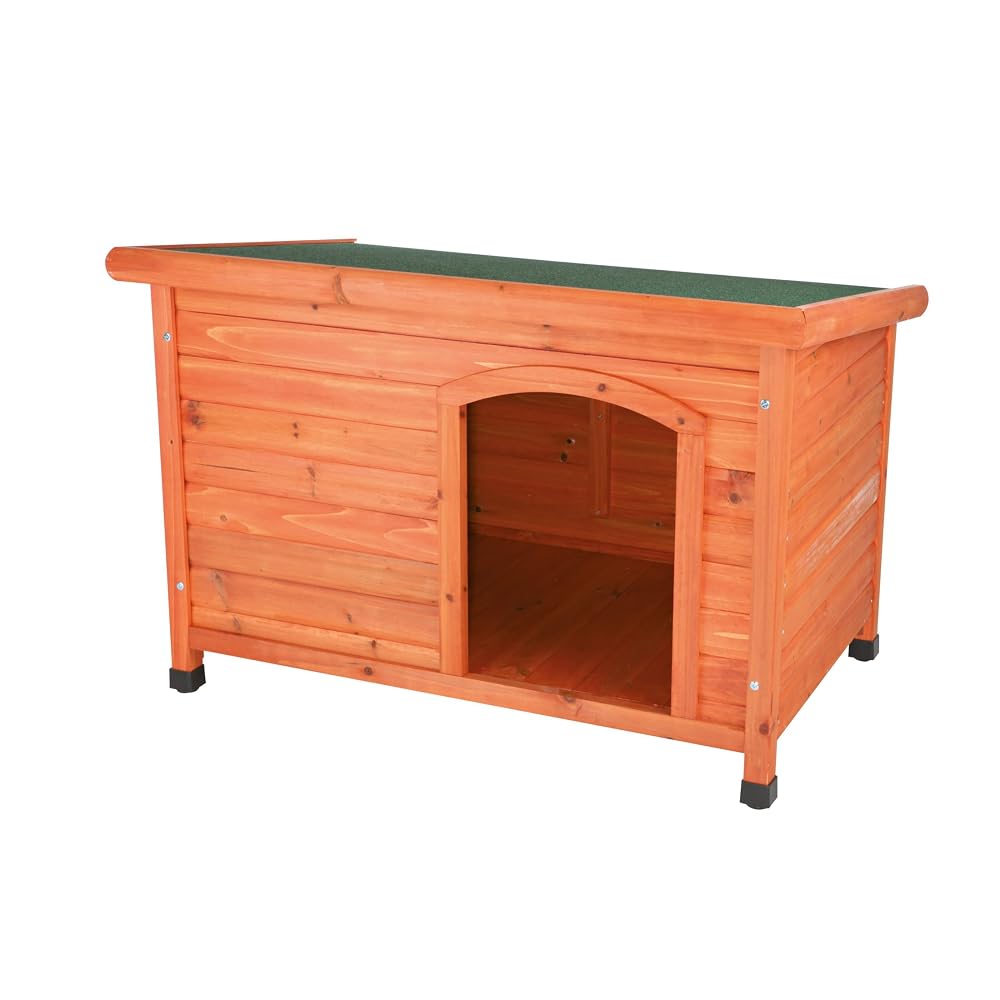 TRIXIE Natura Classic Dog House, Flat Roof Dog Kennel, Small, 116 x 82 x 79 cm, Brown
