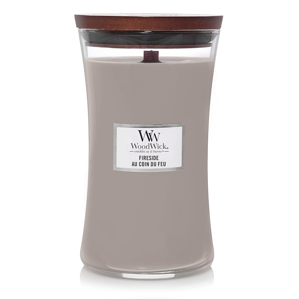 WoodWick Large Candle | Fireside | With Crackling Wick | Up to 130 Hours Burn Time