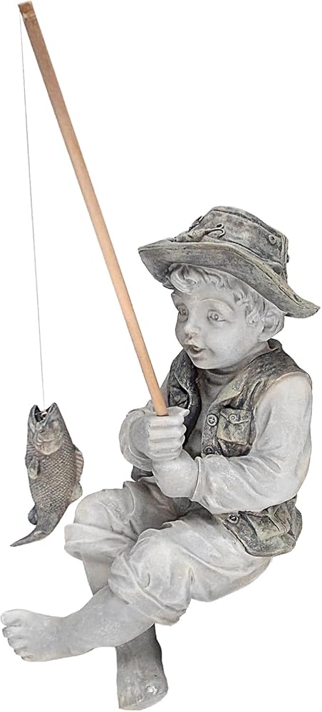 Design Toscano Frederic the Little Fisherman of Avignon Boy Fishing Garden Statue