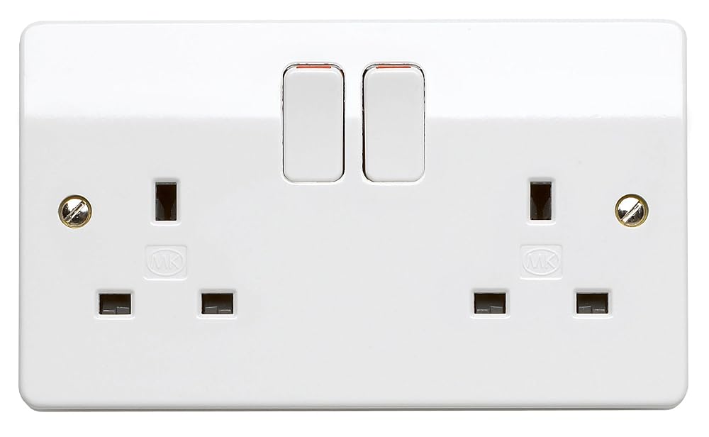 MK Logic Plus Double Socket (K2747 WHI DP) 13A 2 Gang, White