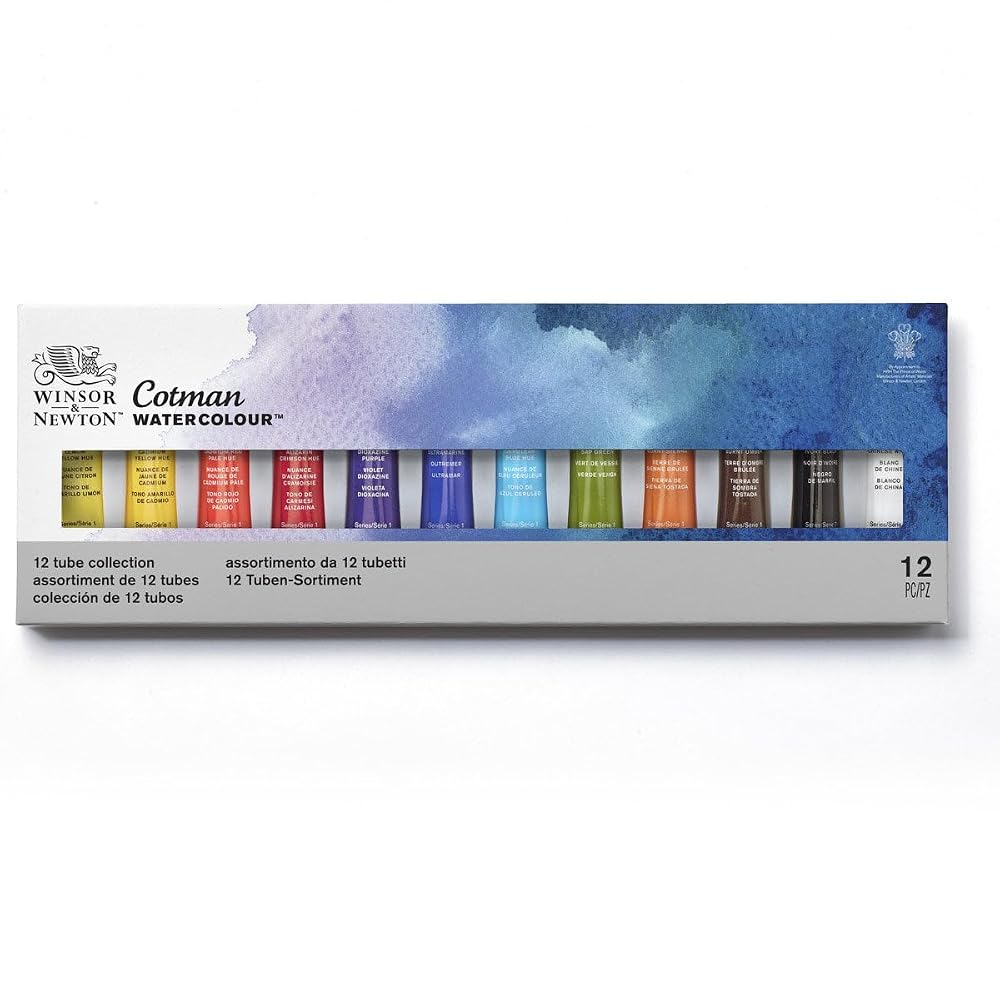 Winsor & Newton Cotman Watercolour 12 Tube Collection, 12 x 8ml Tubes