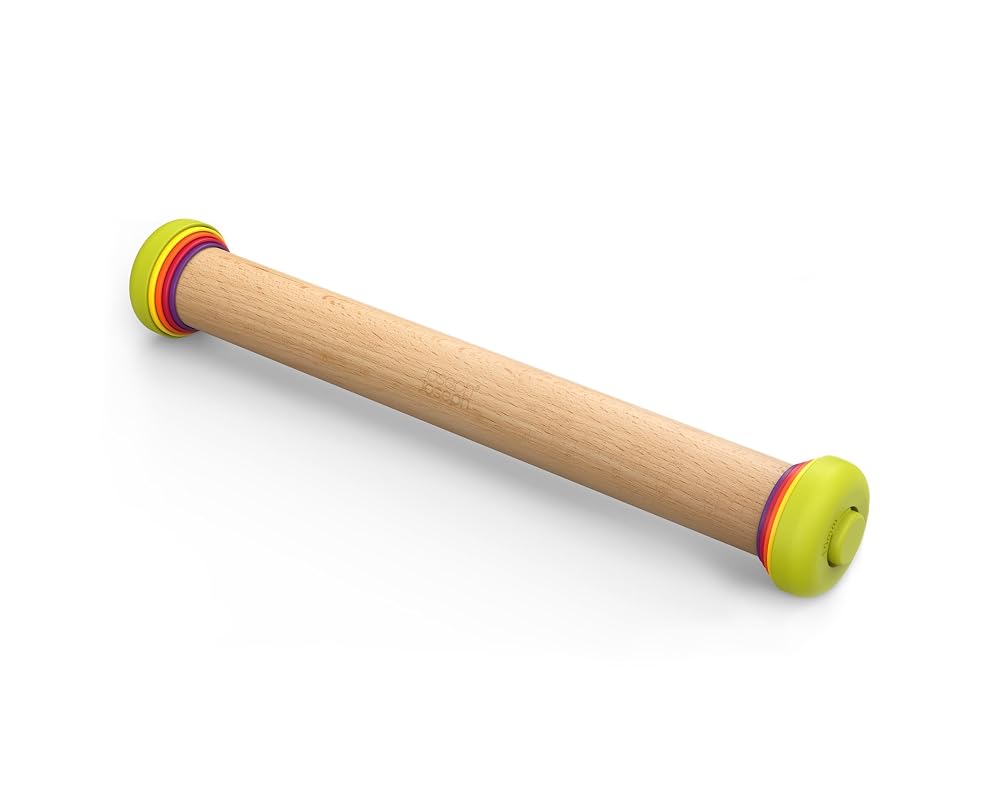 Joseph Joseph Adjustable Wooden Rolling Pin with Removable Thickness Rings