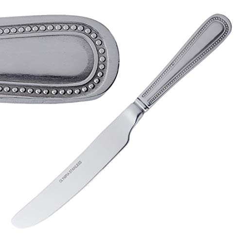 Olympia Bead Stainless Steel Table Knives 225mm (12 Pack), Silver, C125