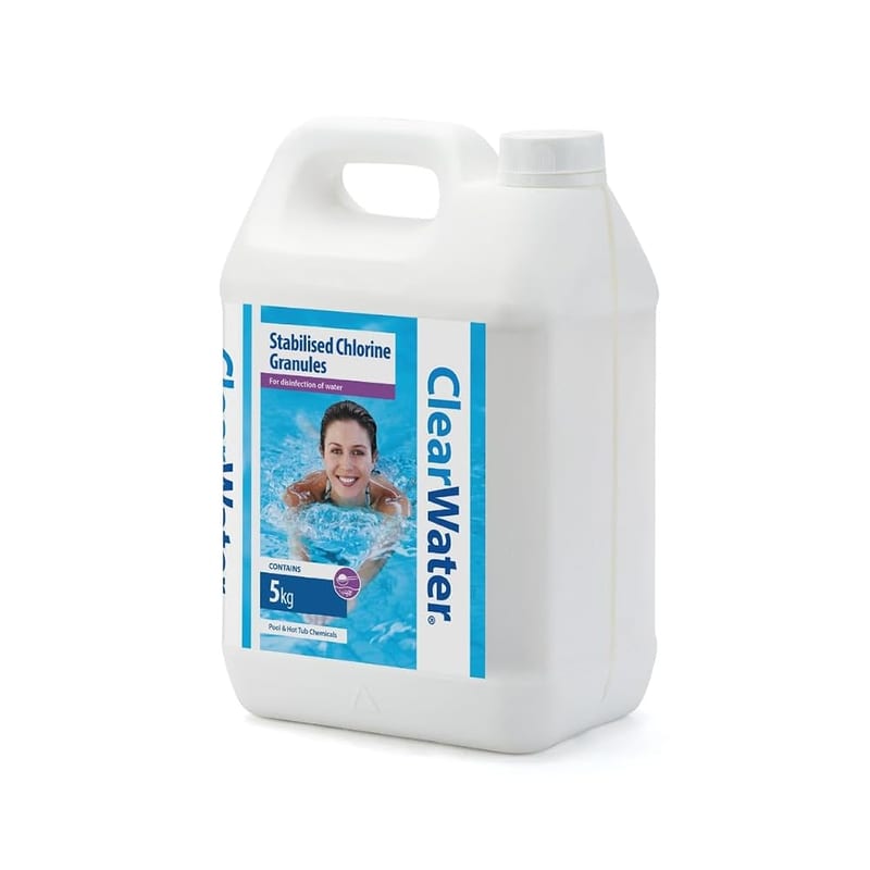 Clearwater Chlorine Granules for Hot Tub Spa and Swimming Pool Water Treatment, Jerry Can, 5 kg