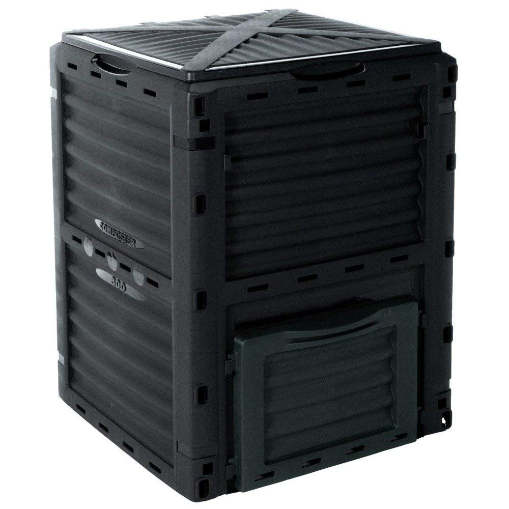 4smile 300 Litre Garden Composter Bin, Composting Waste Box, Black