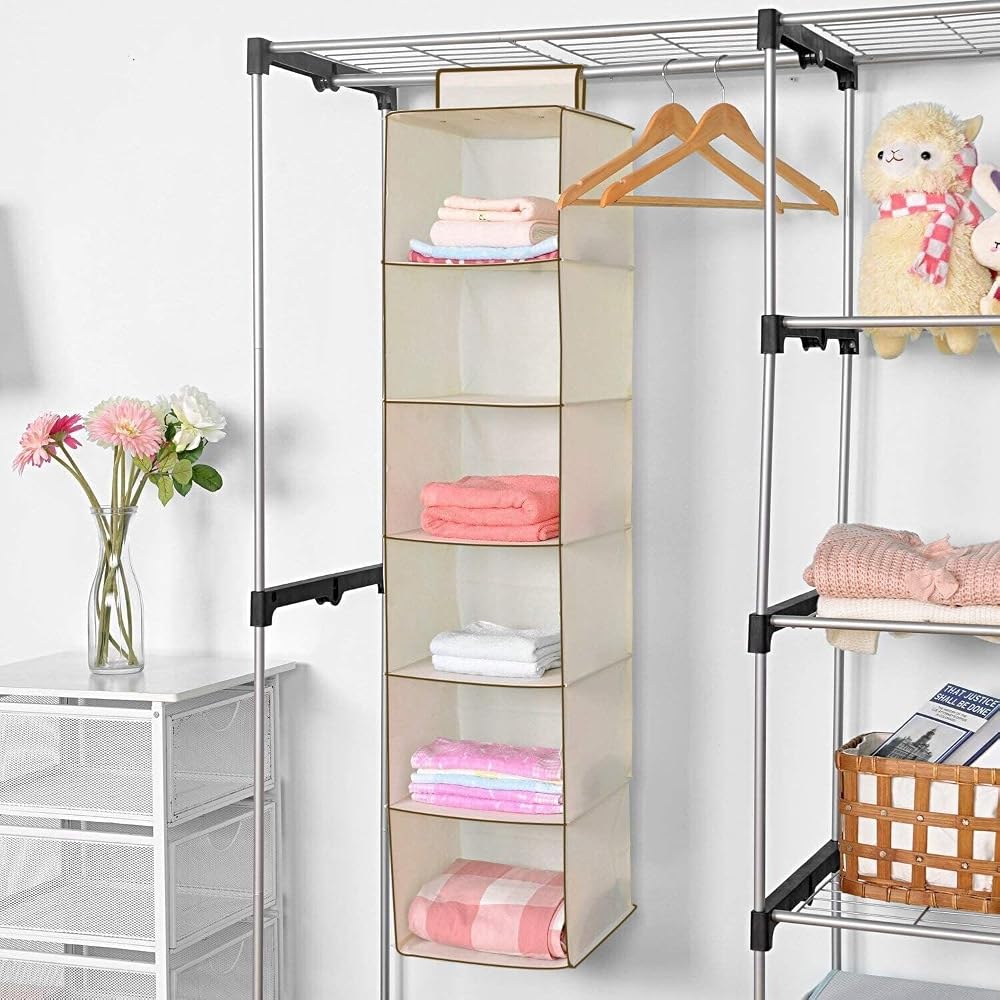 6 Shelf Hanging Wardrobe Storage Unit Sweater Organiser