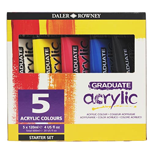 Daler-Rowney Graduate 120ml Acrylic Paint Starter Set, 5 Assorted Colours