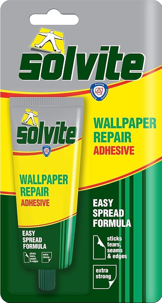 Solvite Wallpaper Repair Adhesive, Wallpaper Paste for Fixing Tears, Seams & Edges, Extra-Strong Glue for Seam Repair, 1 x 56g