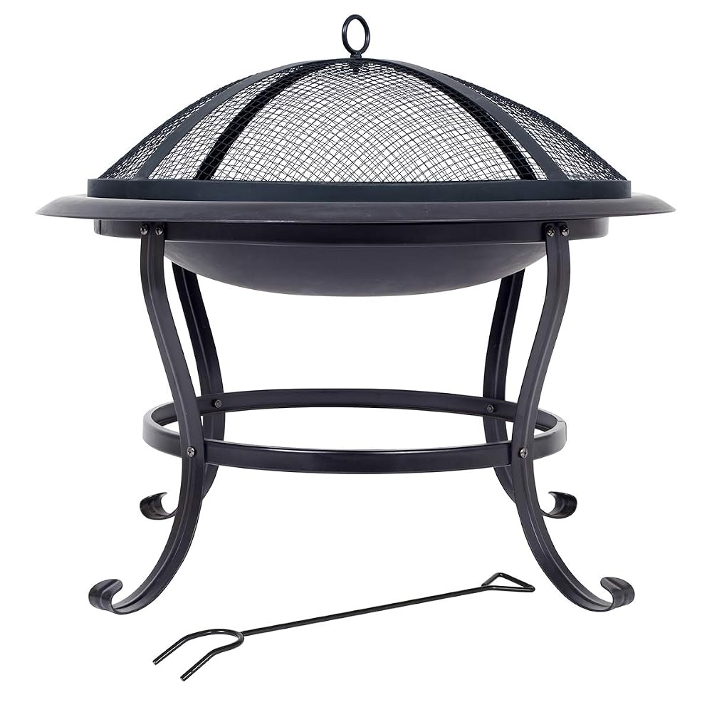 La Hacienda Steel Firepit, Round Large Boston Fire Pit Wood Burner