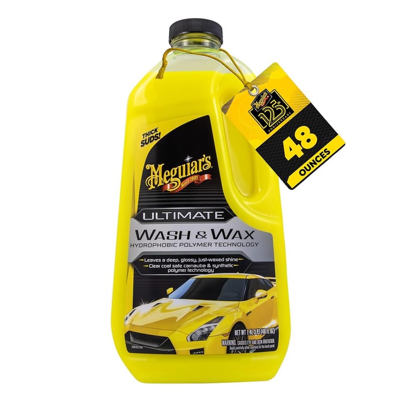 Meguiar's Ultimate Wash & Wax, G17748EU, 1.42L, Car Shampoo with Wax for Deep Gloss Finish, pH Balanced Formula Safe on All Exterior Surfaces