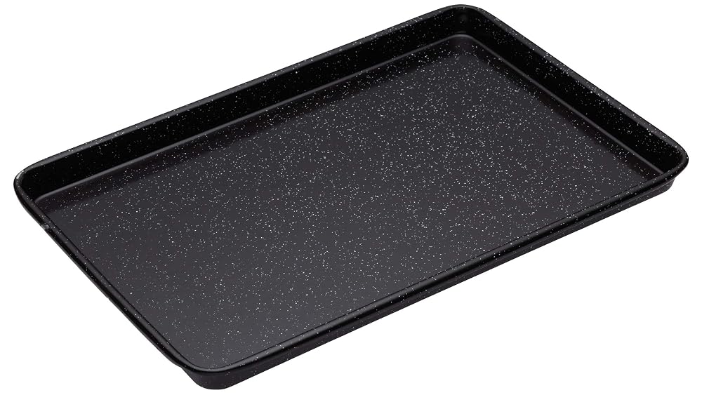 MasterClass Large Baking Tray, Scratch Resistant Vitreous Enamel and Induction Safe, 1mm Thick Steel, 39 x 27cm, Black