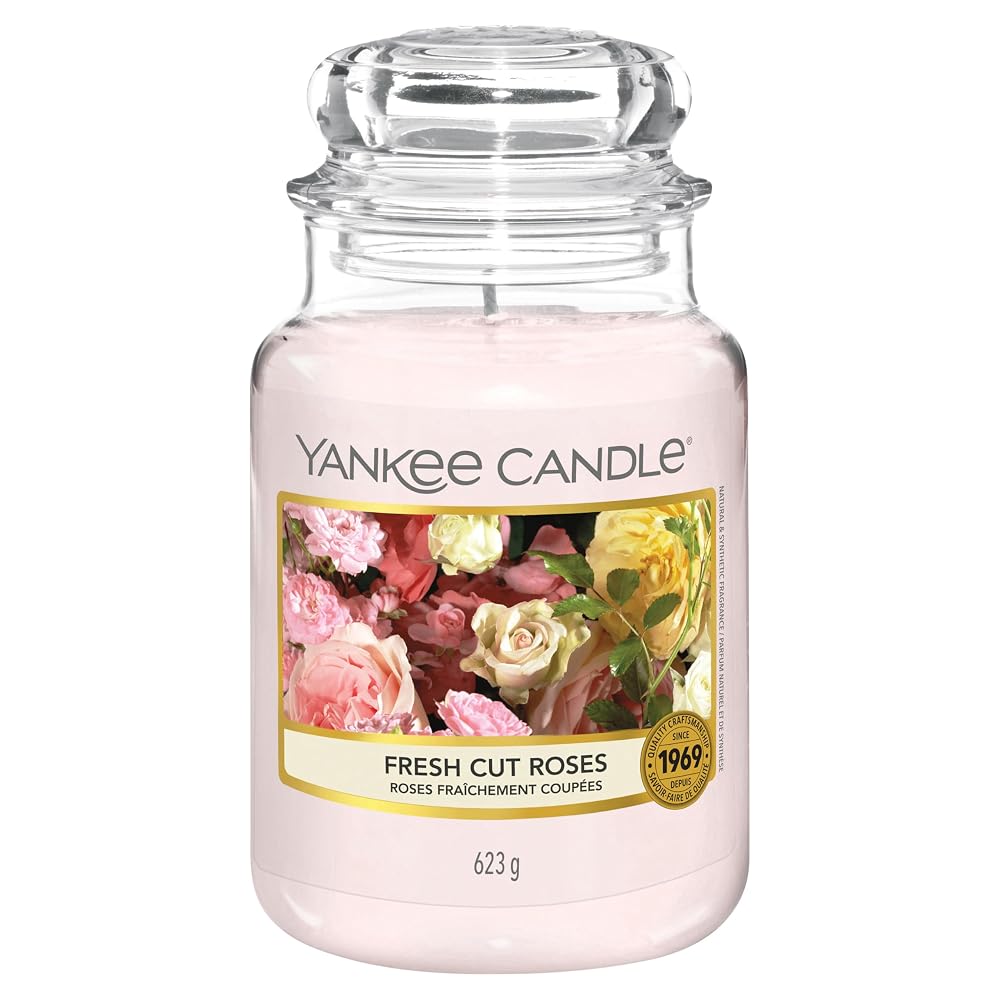 Yankee Candle Large Jar Scented Candle | Fresh Cut Roses | Long Burning Candle