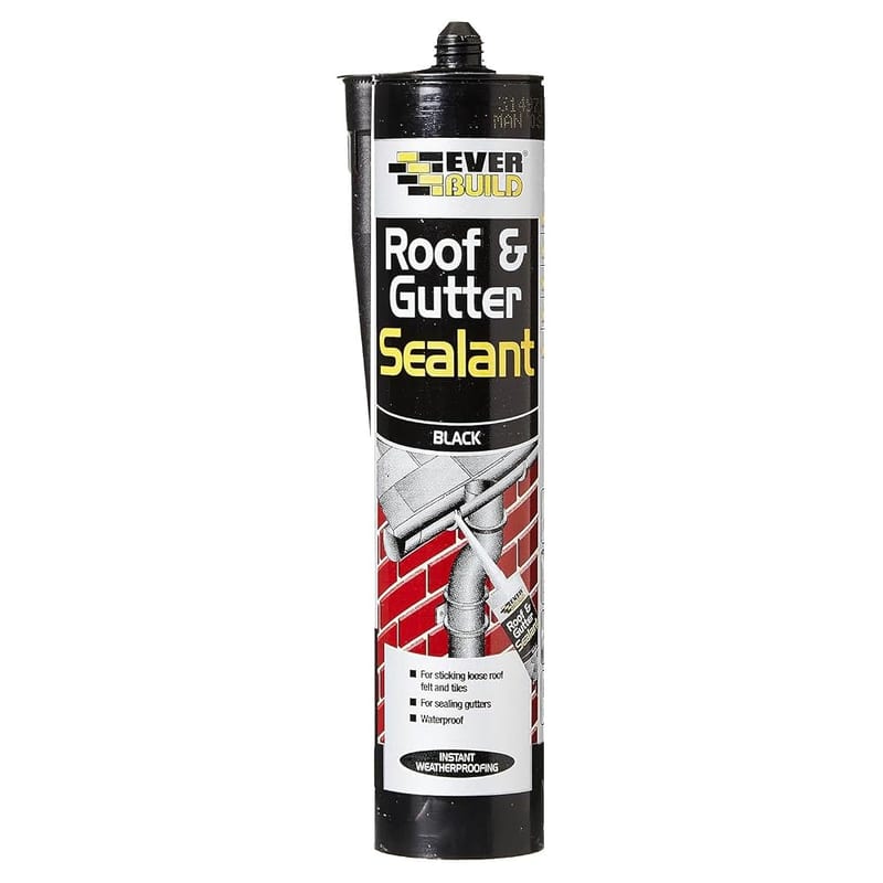Everbuild Everflex Roof and Gutter Sealant – Butyl-Based Sealant and Adhesive for Roofing – Black – 295ml