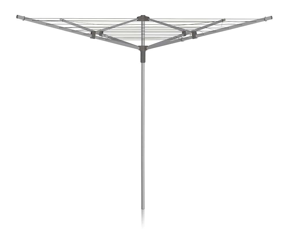 Addis 40m 4 Arm Rotary Washing Line (Grey), Multiple Tension Adjustment, Folding Outdoor Clothes Dryer