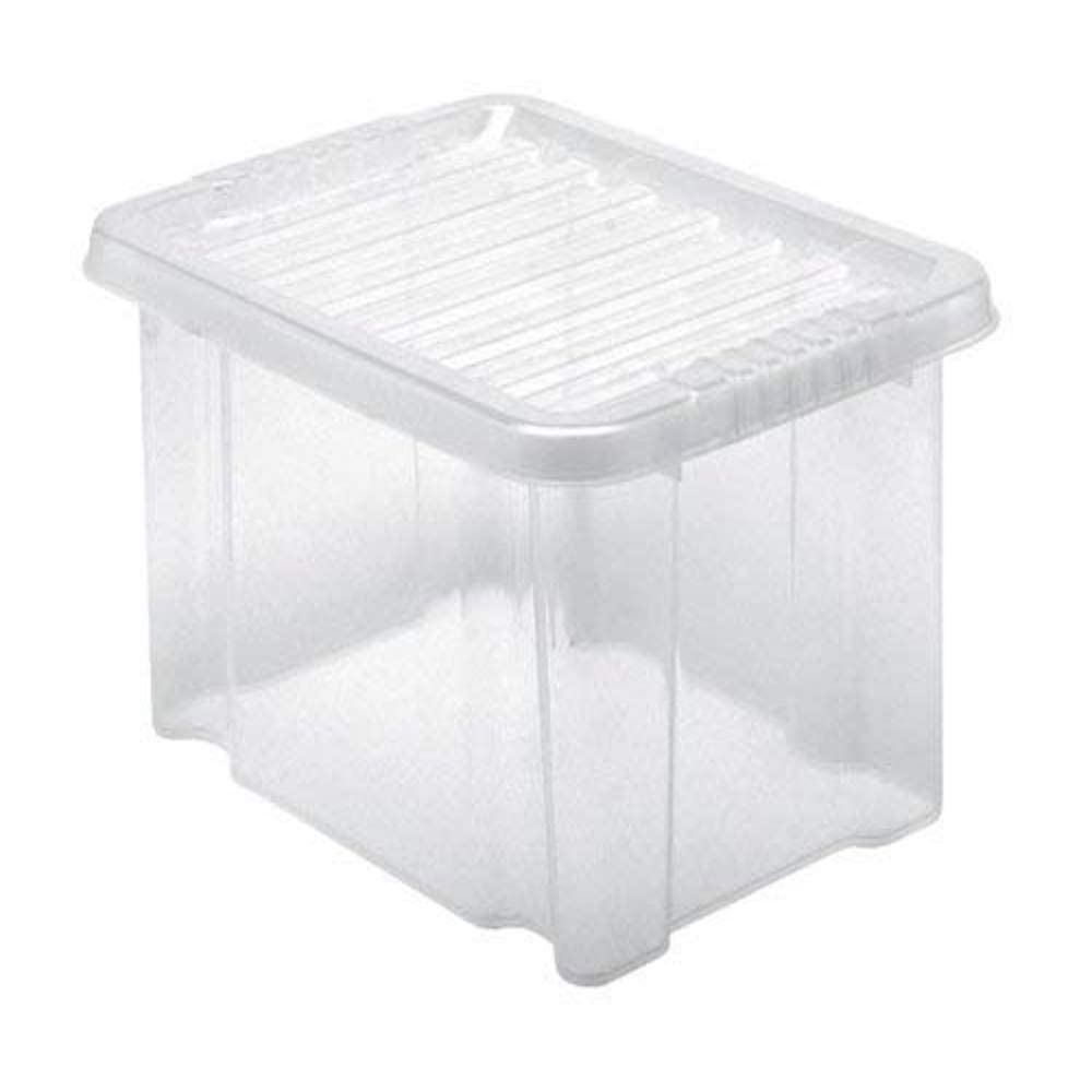 5 Star Storage Box Plastic with Lid, Stackable, 24 Litre, Clear