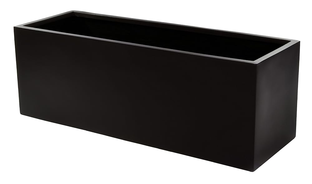 Primrose Garden Outdoor Fibreglass Trough Planter, Matte Black, 40cm x 80cm