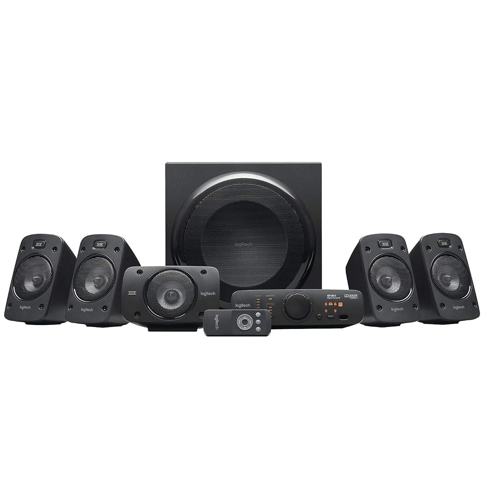 Logitech Z906 5.1 Surround Sound Speaker System, THX, Dolby & DTS Certified, 1000W Peak Power, Multi-Device, Multiple Audio Inputs, UK Plug
