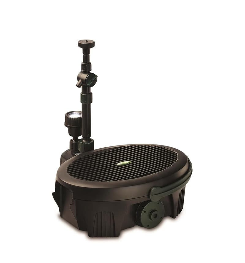 Blagdon Inpond 5-in-1 3000 Easy Care Clean Pond Solution, 10W Pond Pump & Filter with UV Clarifier, LED Light, 3 Fountain Heads, for Ponds Up to 3,000L, Black