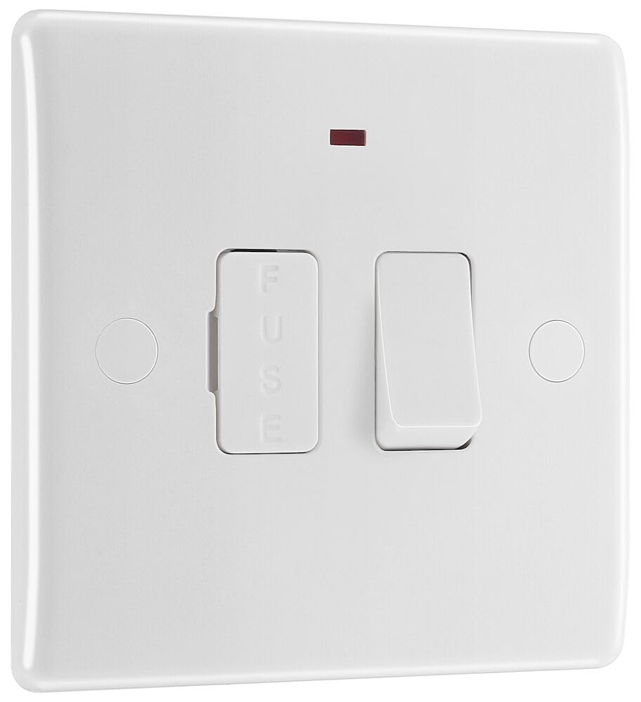 BG Electrical Switched Fused Connection Unit with LED Power Indicator, Nexus 800 Series, White, 13A (852)