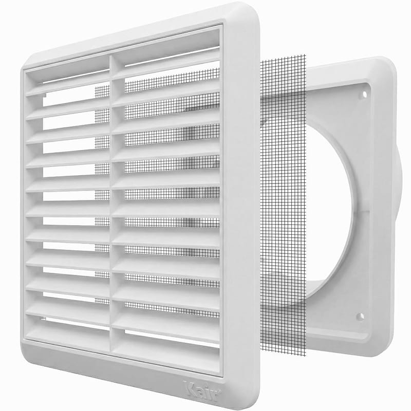 Kair White 100mm Louvred Wall Vent Grille with Round Rear Spigot