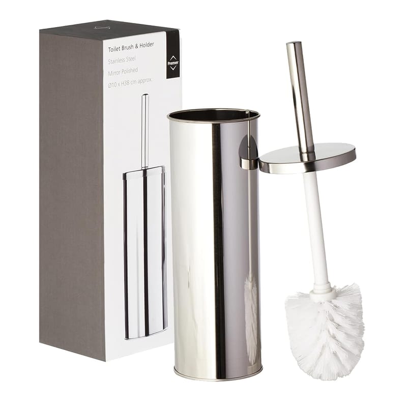 Premier Housewares Toilet Brush & Holder, Chrome Metal