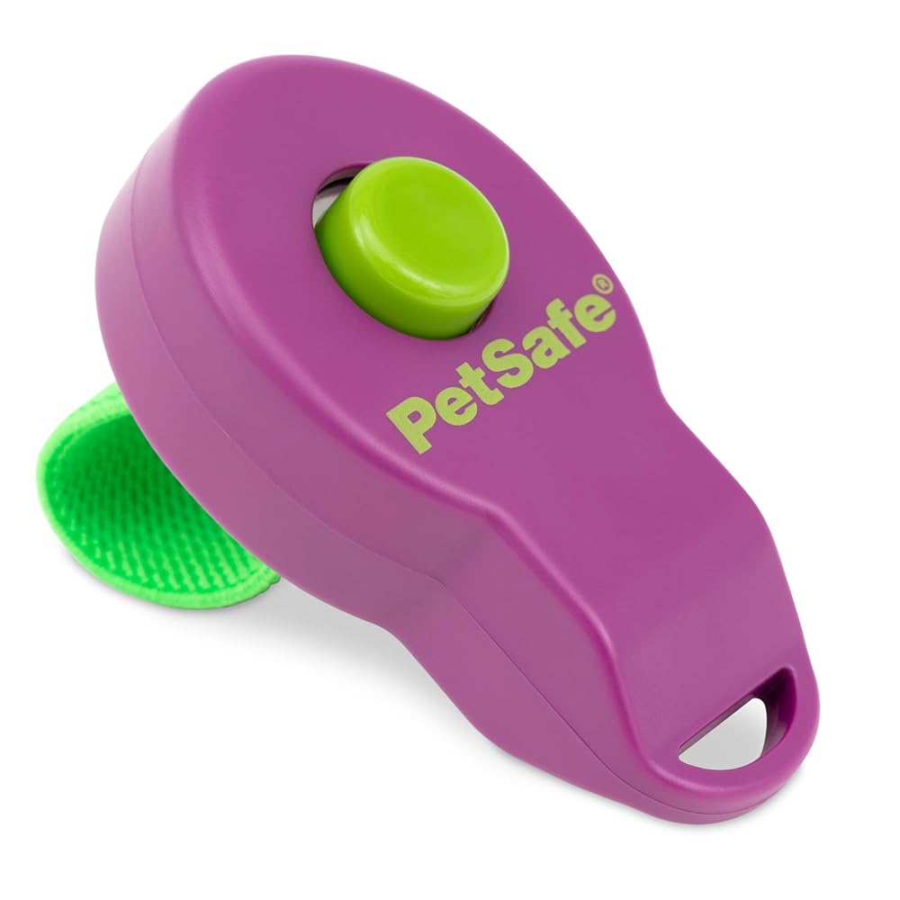 PetSafe Clik-R Training Tool - Positive Behaviour Reinforcement, Ergonomic Compact Finger Band Clicker for Dogs & Cats, Purple