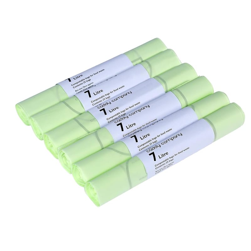 The Caddy Company 7 Litre Compostable Bin Liners with 150 Bags, Green