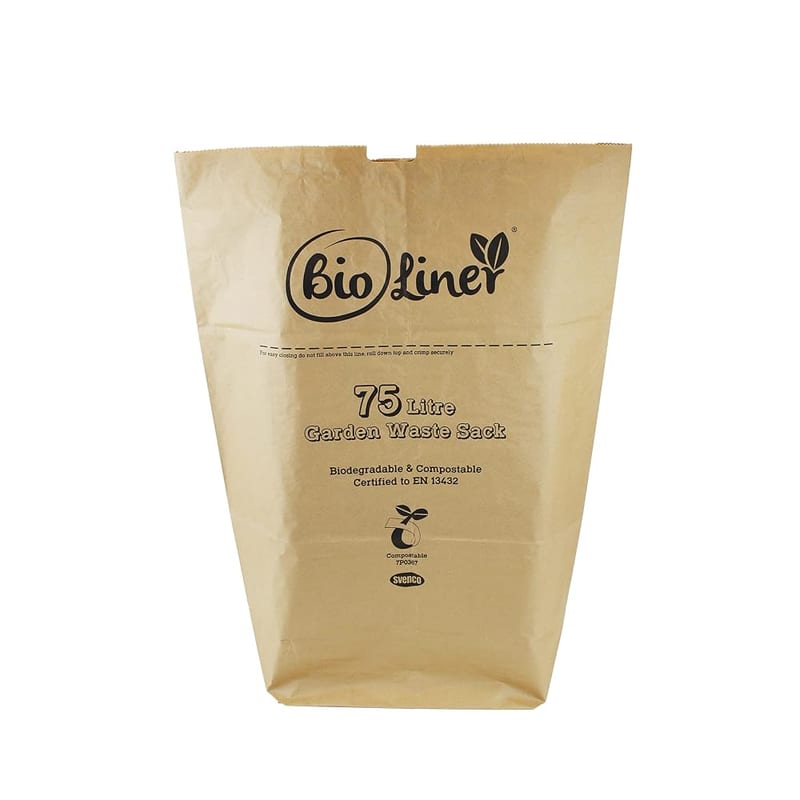 75 Litre x 10 Paper Garden Waste Sacks - Compostable & Biodegradable Liners with Composting Guide