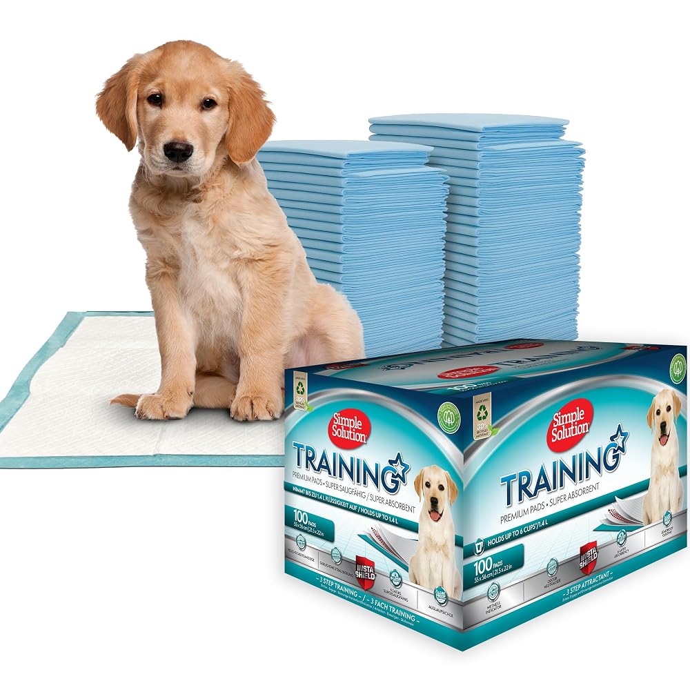 Simple Solution Super Absorbent Premium Dog and Puppy Training Pads, Leak-Proof 6 Layer Design, Large 100 Pack