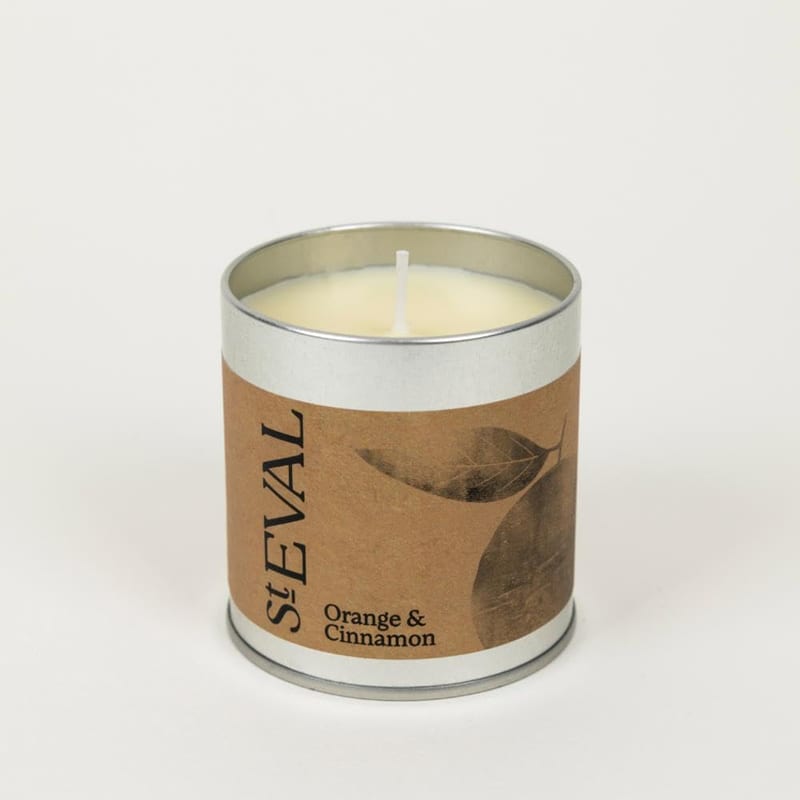St. Eval Orange and Cinnamon Scented Tin Candle | Warm Tangy Fragrance | Made in Cornwall | 45 Hours Burn Time