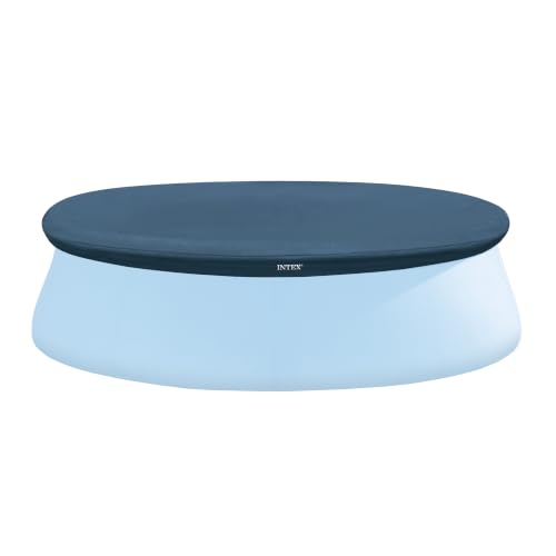 Intex Easy Set Swimming Pool Cover 10ft / 305cm, Blue Round Vinyl Cover for Easy Set Pools, Rope Ties, Drain Holes and Debris Protection, 28021