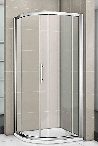 AICA 900 x 900mm New Quadrant Walk-In Shower Enclosure with Stone Tray, Chrome Frame, Clear Glass