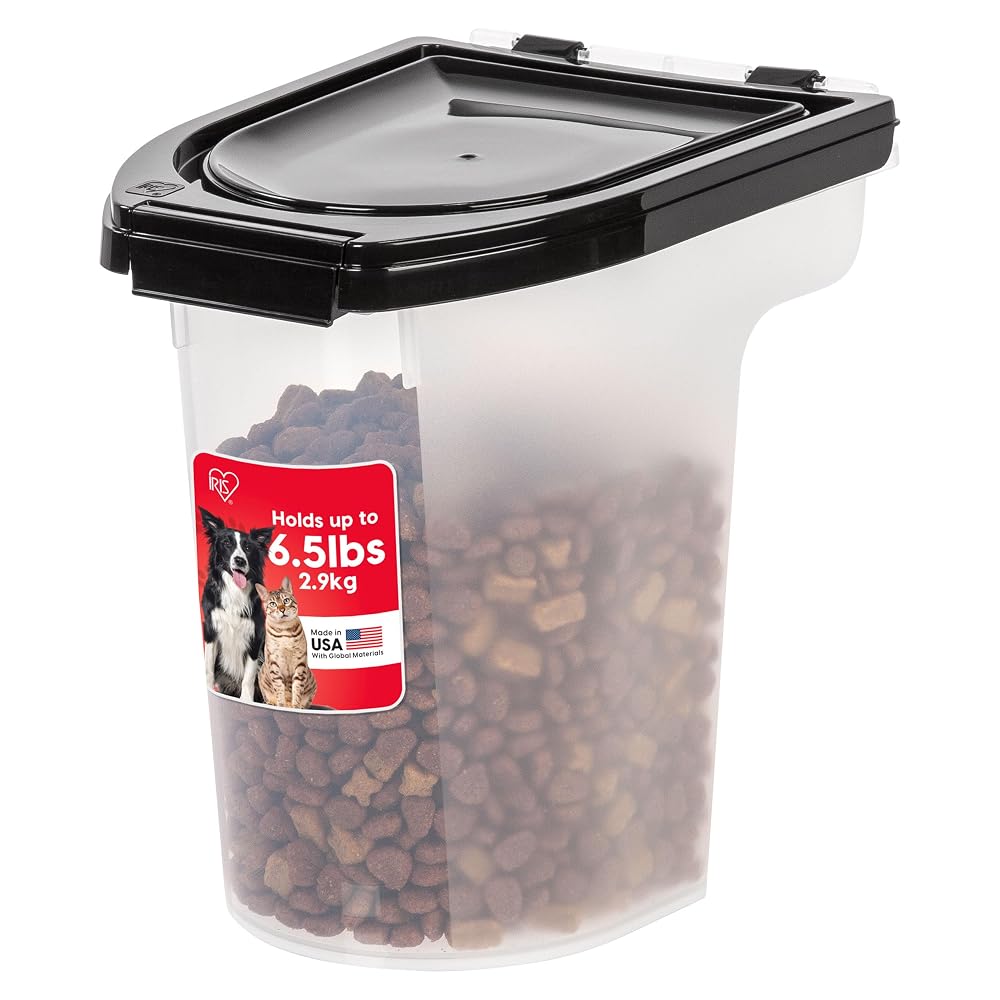 IRIS USA 3-Piece 6 Lbs / 8 Qt WeatherPro Airtight Pet Food Storage Container and Treat Box for Dog Cat and Bird Food
