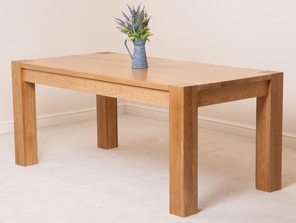 Oak Furniture King Kuba Solid Oak Dining Table for 6-8 People, 180 x 90 cm