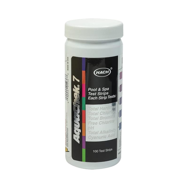 AquaChek 7-Way Pool and Spa Test Strips - Silver Pool Test Strips For pH, Total Chlorine, Free Chlorine, Bromine, Alkalinity, Total Hardness, and Cyanuric Acid (100 Strips)