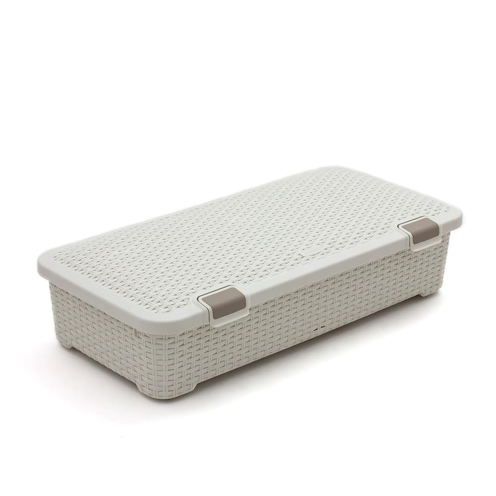 Curver Storage Box with Wicker Appearance and Wheels, 42L, Polypropylene
